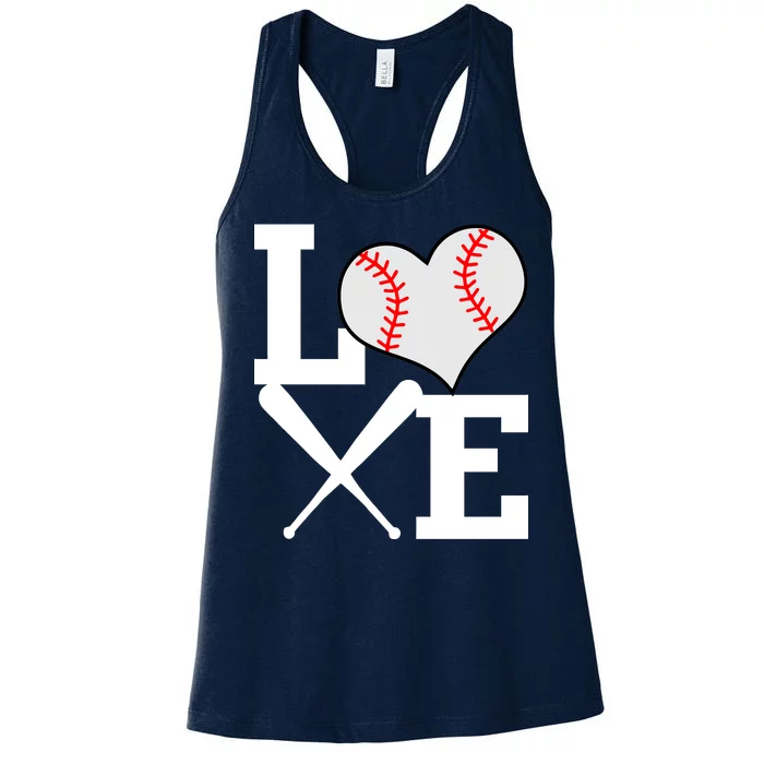 Love Baseball Heart Graphic Women's Racerback Tank