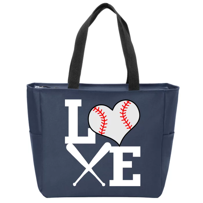 Love Baseball Heart Graphic Zip Tote Bag