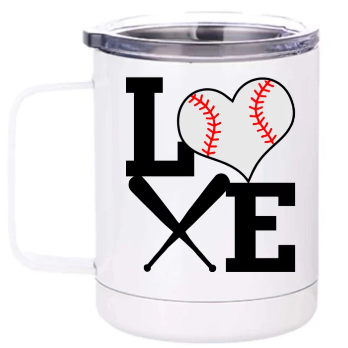 Love Baseball Heart Graphic Front & Back 12oz Stainless Steel Tumbler Cup