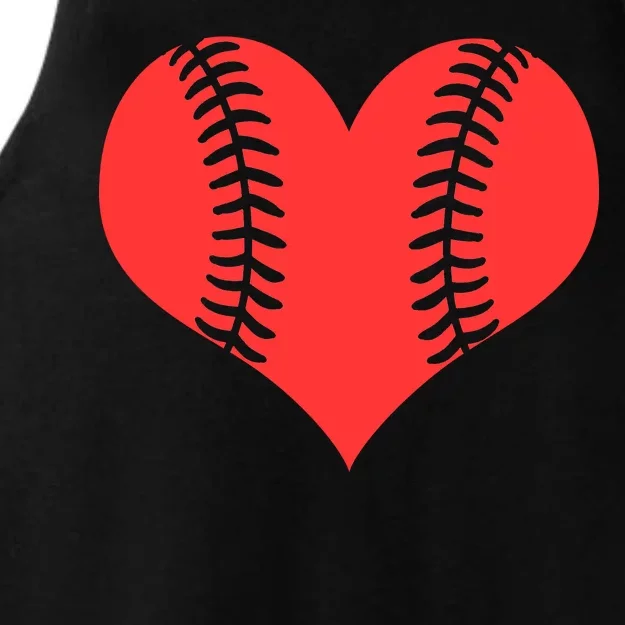 Love Baseball Red Heart Ladies Tri-Blend Wicking Tank