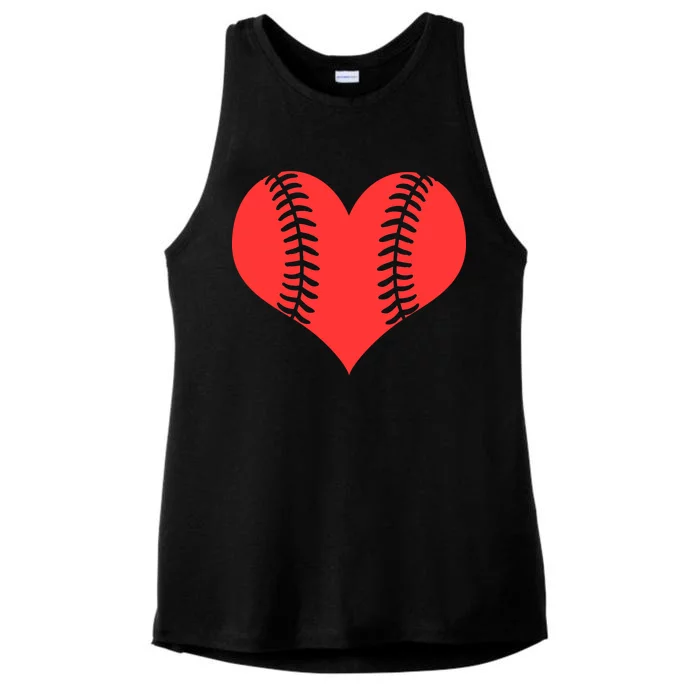 Love Baseball Red Heart Ladies Tri-Blend Wicking Tank