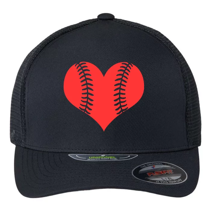 Love Baseball Red Heart Flexfit Unipanel Trucker Cap