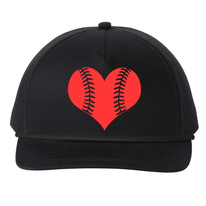 Love Baseball Red Heart Snapback Five-Panel Rope Hat