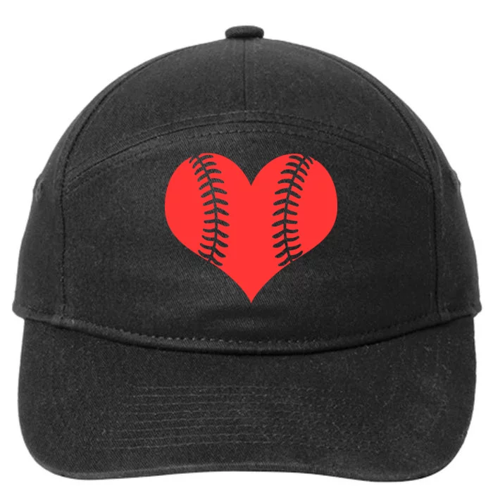 Love Baseball Red Heart 7-Panel Snapback Hat