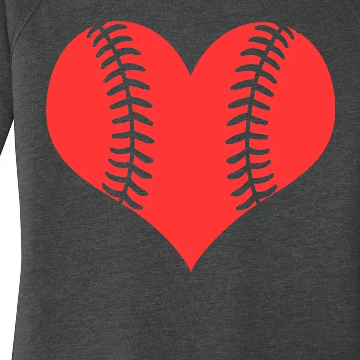 Love Baseball Red Heart Women's Perfect Tri Tunic Long Sleeve Shirt