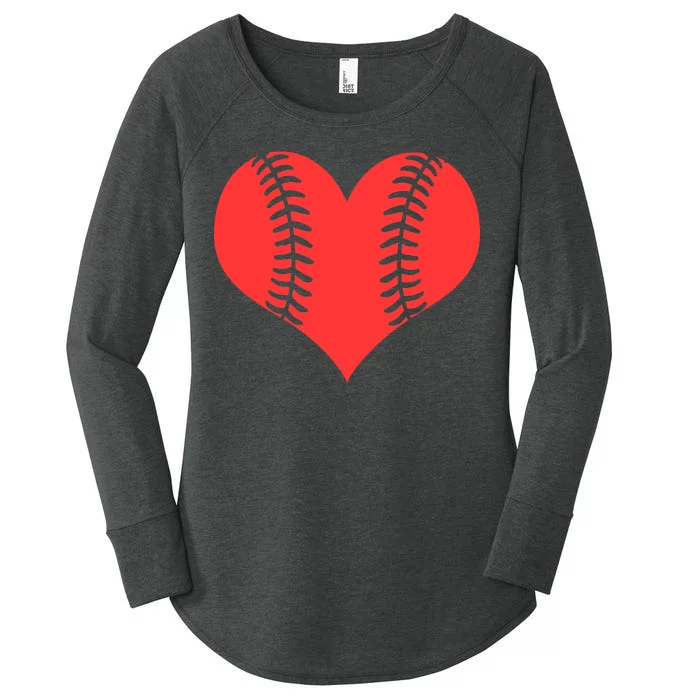 Love Baseball Red Heart Women's Perfect Tri Tunic Long Sleeve Shirt