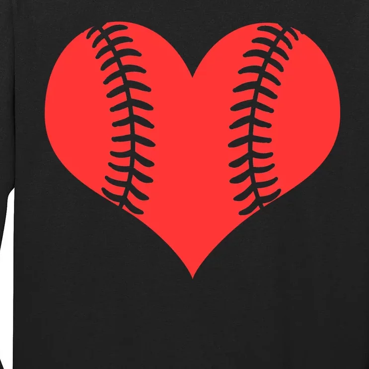 Love Baseball Red Heart Tall Long Sleeve T-Shirt