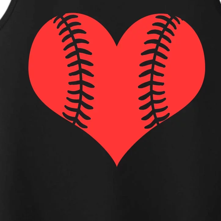 Love Baseball Red Heart Performance Tank