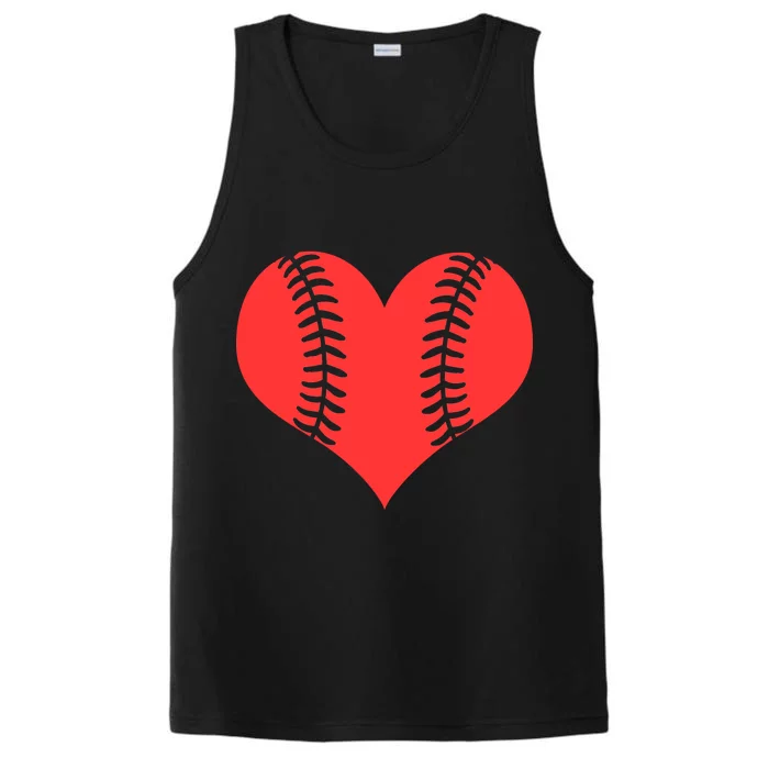 Love Baseball Red Heart Performance Tank