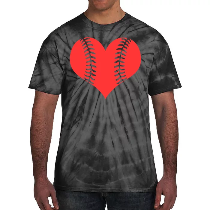 Love Baseball Red Heart Tie-Dye T-Shirt