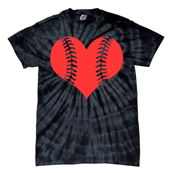 Love Baseball Red Heart Tie-Dye T-Shirt