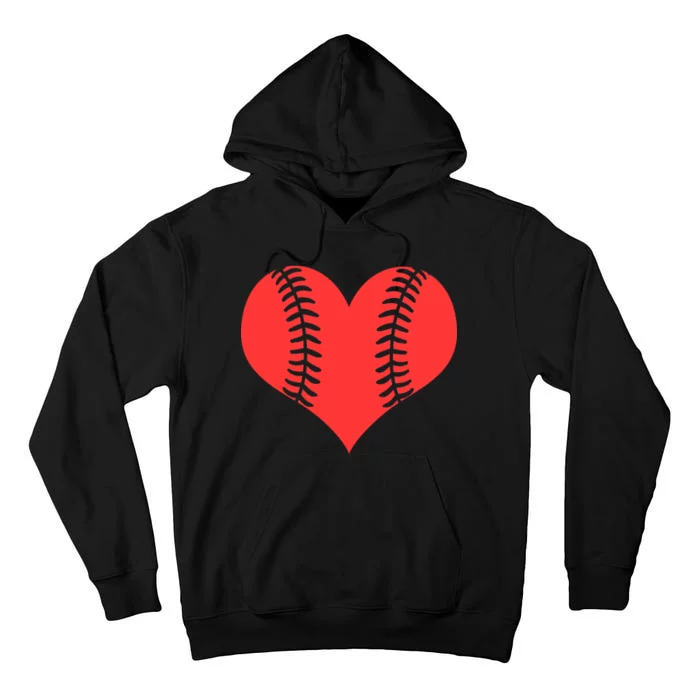 Love Baseball Red Heart Tall Hoodie