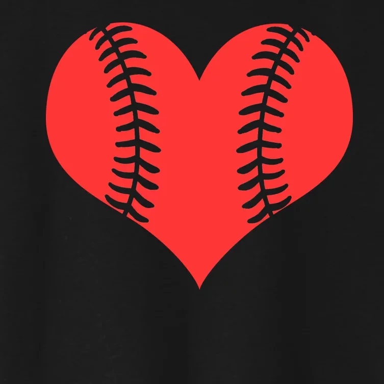 Love Baseball Red Heart Women's Crop Top Tee