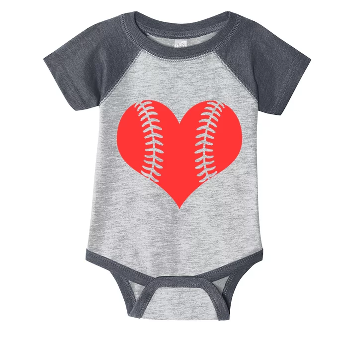 Love Baseball Red Heart Infant Baby Jersey Bodysuit