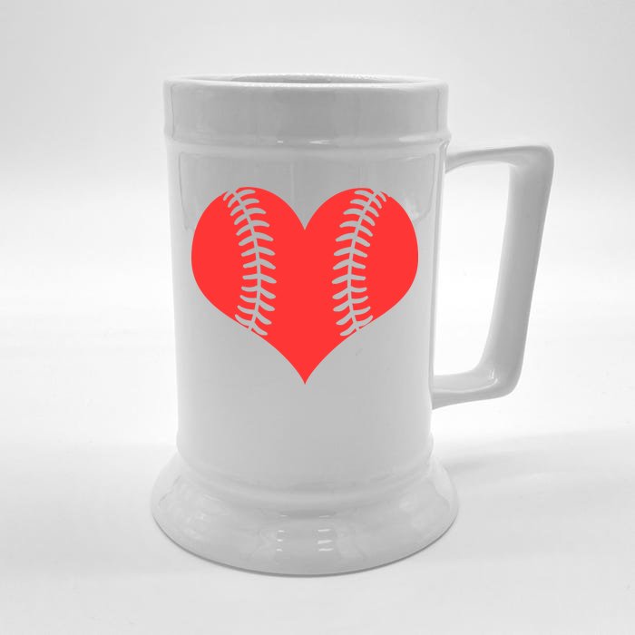 Love Baseball Red Heart Front & Back Beer Stein