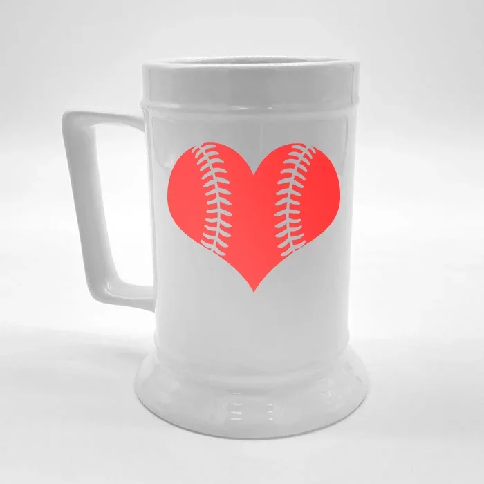 Love Baseball Red Heart Front & Back Beer Stein