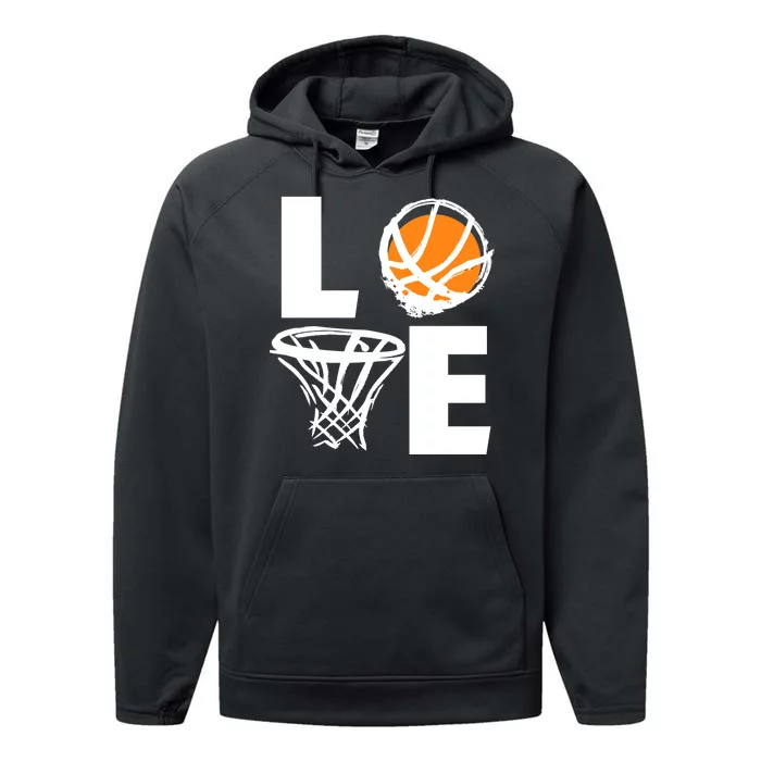 Love Basketball Hoop Performance Fleece Hoodie