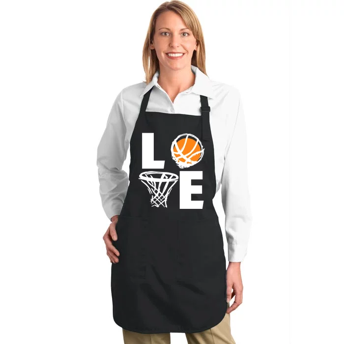 Love Basketball Hoop Full-Length Apron With Pocket