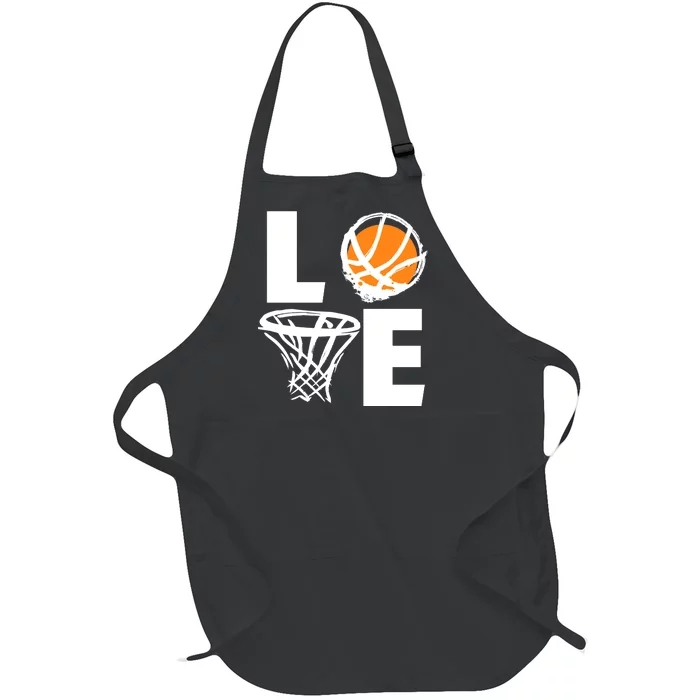 Love Basketball Hoop Full-Length Apron With Pocket