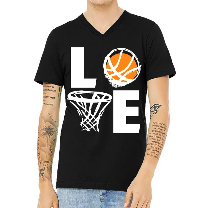 Love Basketball Hoop V-Neck T-Shirt