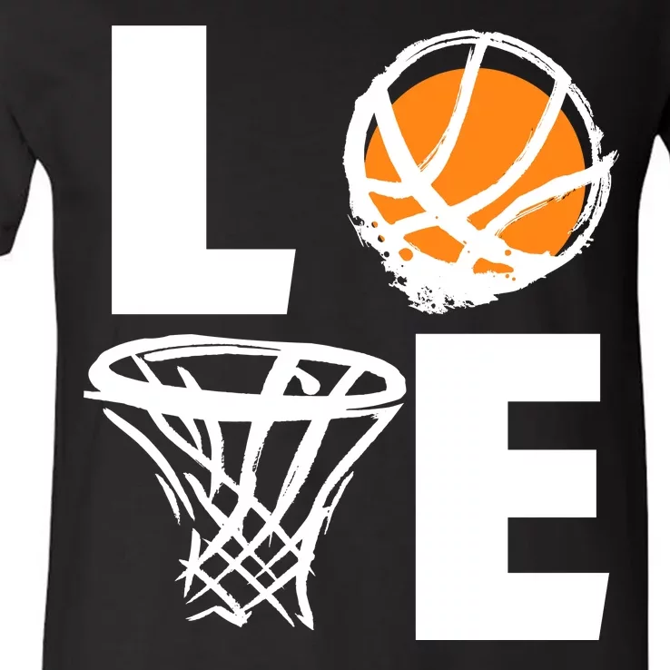 Love Basketball Hoop V-Neck T-Shirt