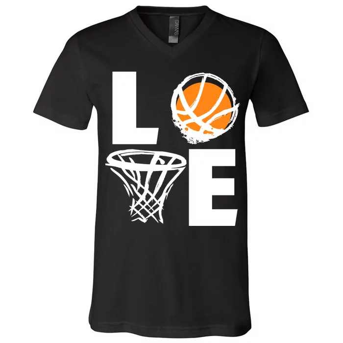 Love Basketball Hoop V-Neck T-Shirt