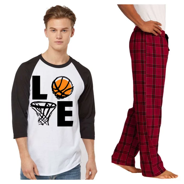 Love Basketball Hoop Raglan Sleeve Pajama Set