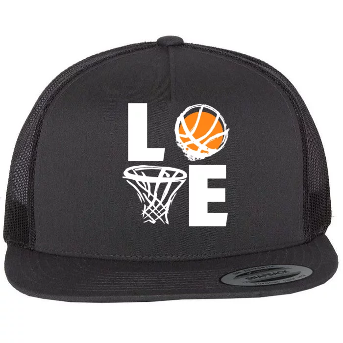 Love Basketball Hoop Flat Bill Trucker Hat