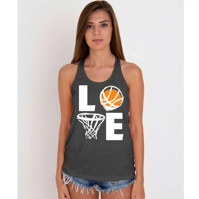 Love Basketball Hoop Women's Knotted Racerback Tank