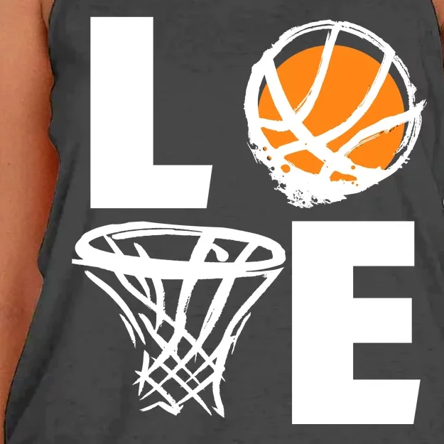 Love Basketball Hoop Women's Knotted Racerback Tank