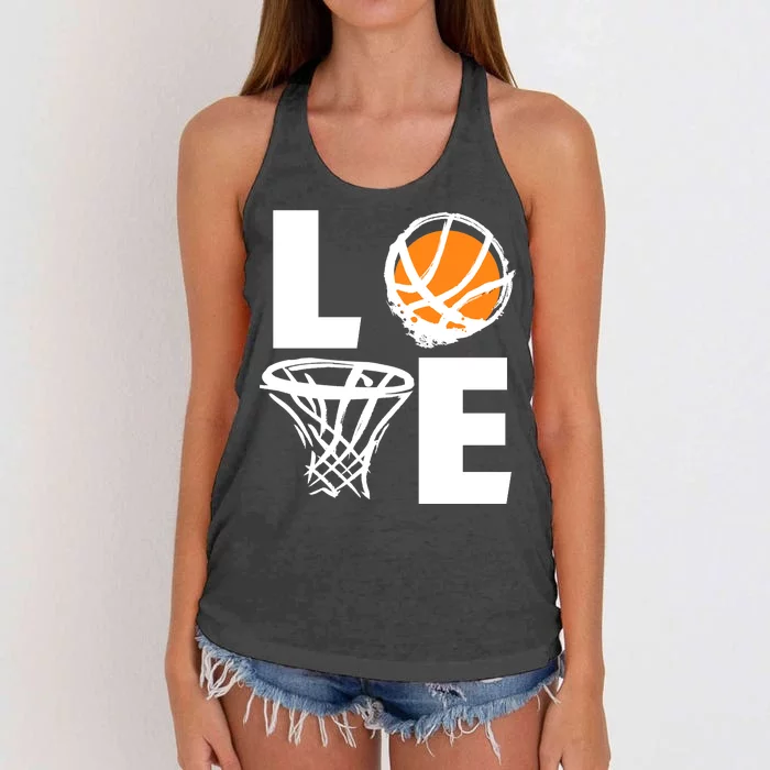 Love Basketball Hoop Women's Knotted Racerback Tank