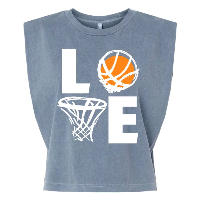 Love Basketball Hoop Garment-Dyed Women's Muscle Tee