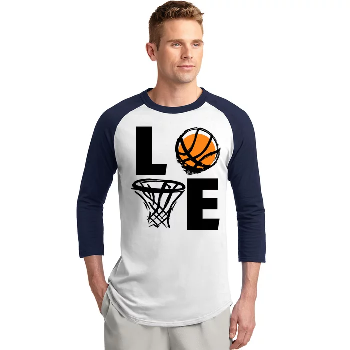 Love Basketball Hoop Baseball Sleeve Shirt