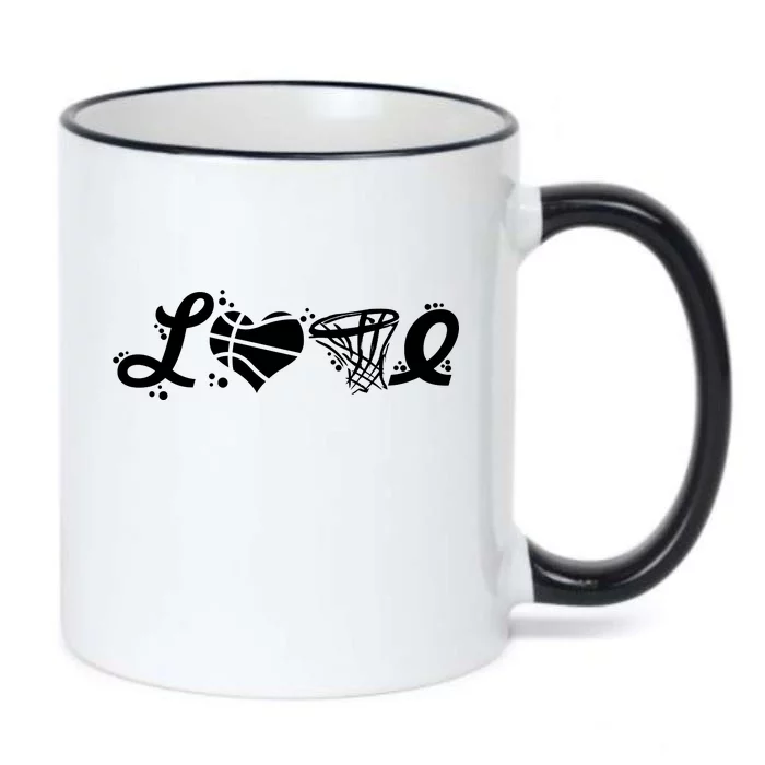 Love Basketball Symbols Black Color Changing Mug