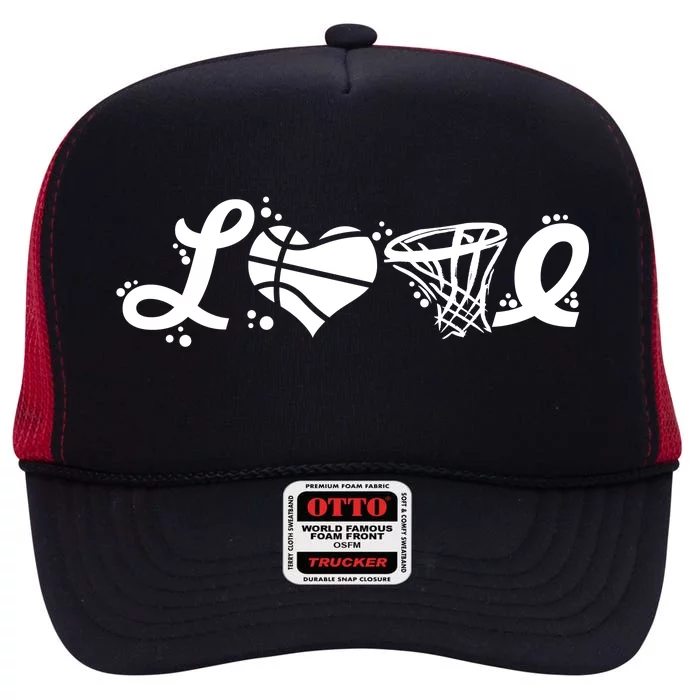 Love Basketball Symbols High Crown Mesh Trucker Hat