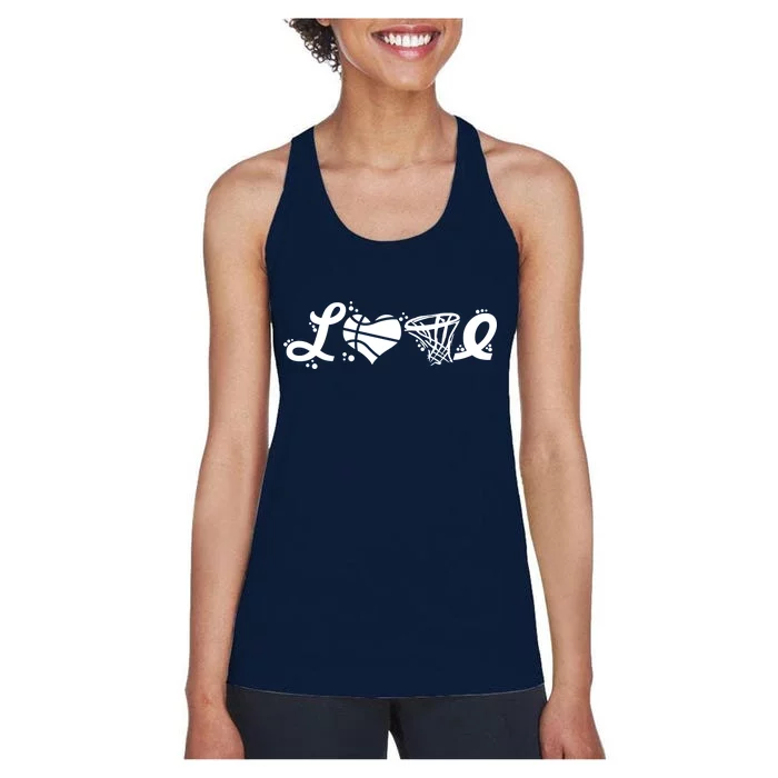 Love Basketball Symbols Women's Racerback Tank