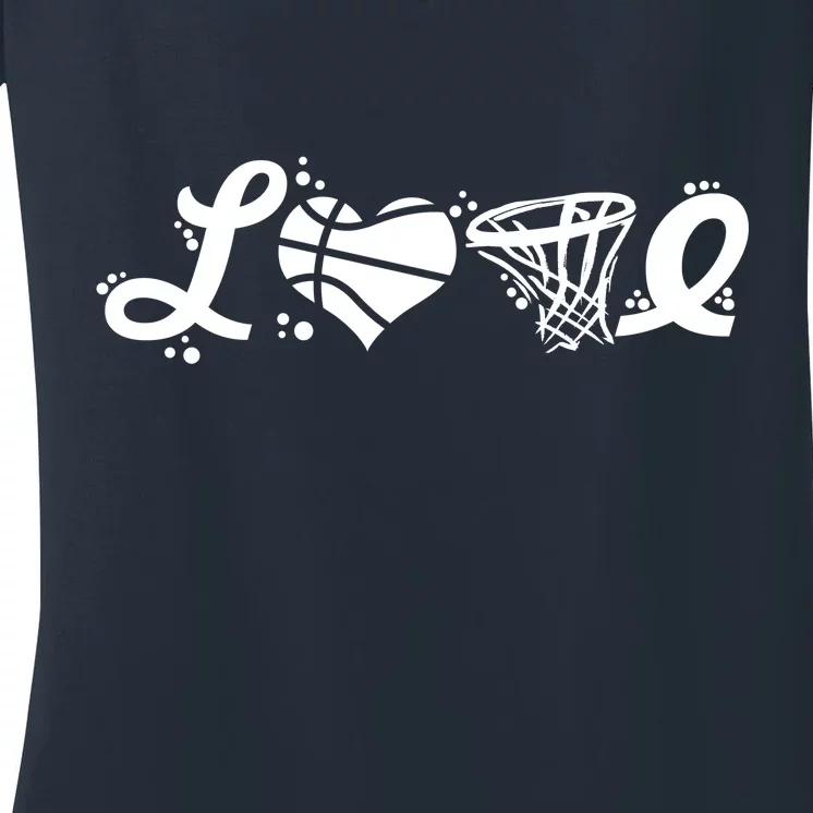 Love Basketball Symbols Women's V-Neck T-Shirt