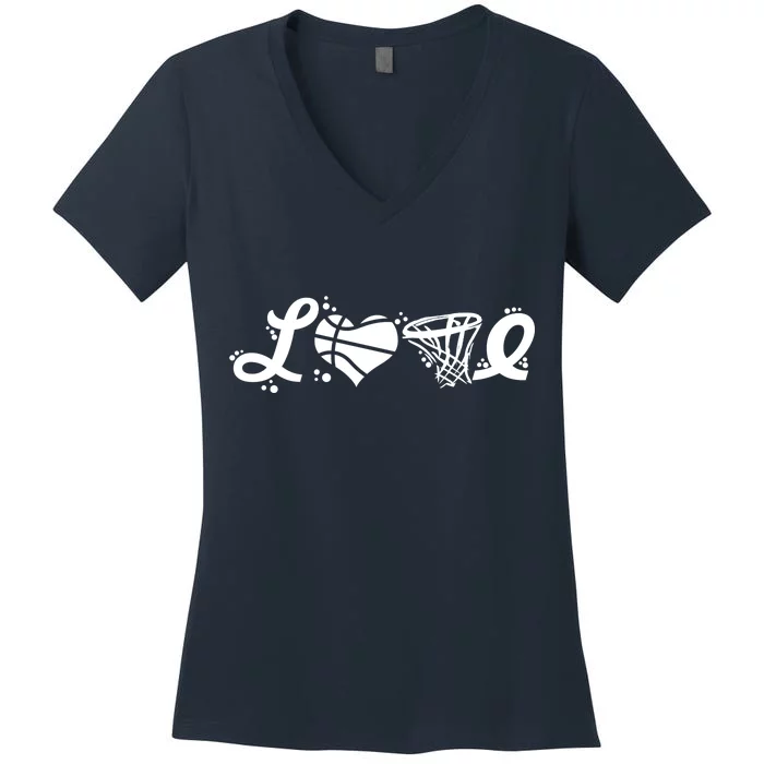 Love Basketball Symbols Women's V-Neck T-Shirt