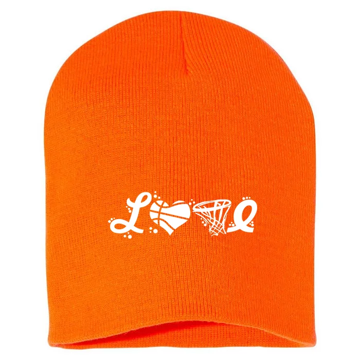 Love Basketball Symbols Short Acrylic Beanie