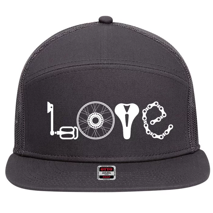 Love Bicycle Bike Cycling 7 Panel Mesh Trucker Snapback Hat