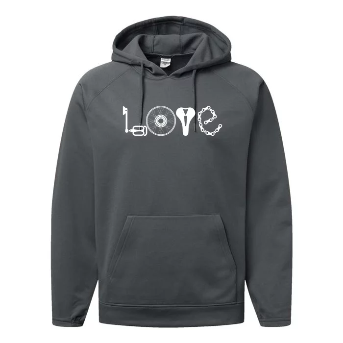 Love Bicycle Bike Cycling Performance Fleece Hoodie