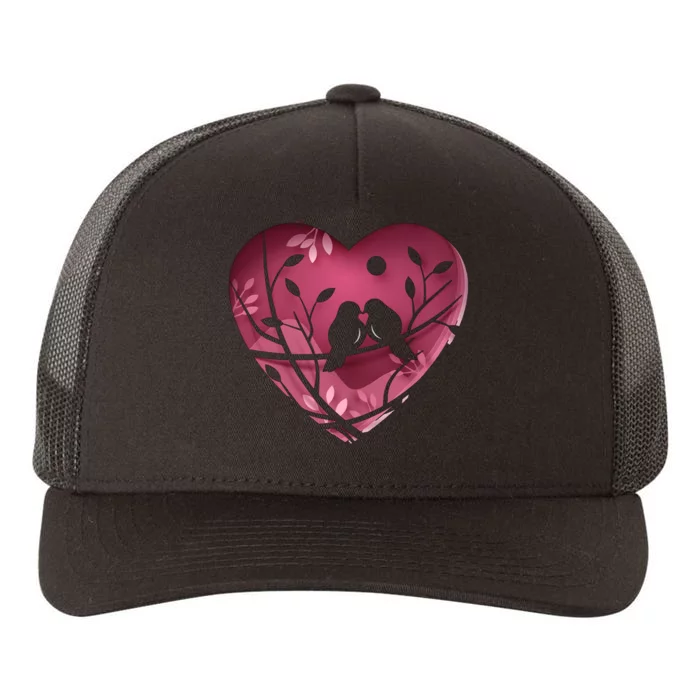 Love Birds Hollow Heart Yupoong Adult 5-Panel Trucker Hat