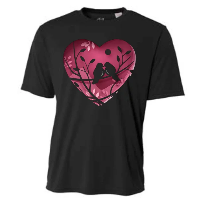 Love Birds Hollow Heart Cooling Performance Crew T-Shirt