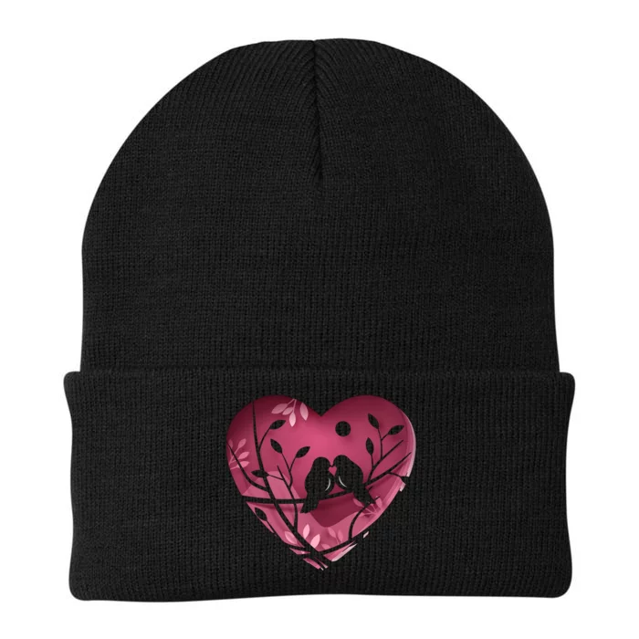 Love Birds Hollow Heart Knit Cap Winter Beanie