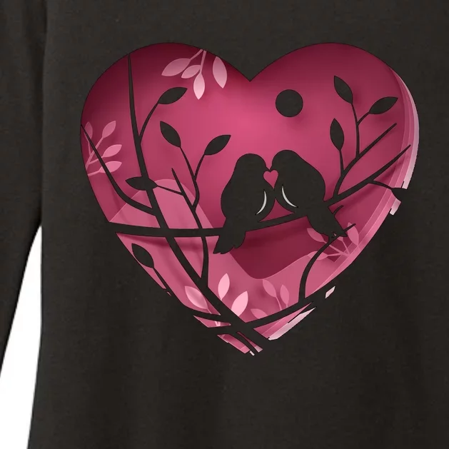 Love Birds Hollow Heart Womens CVC Long Sleeve Shirt