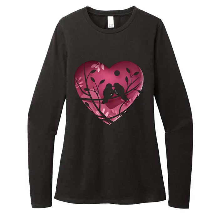 Love Birds Hollow Heart Womens CVC Long Sleeve Shirt