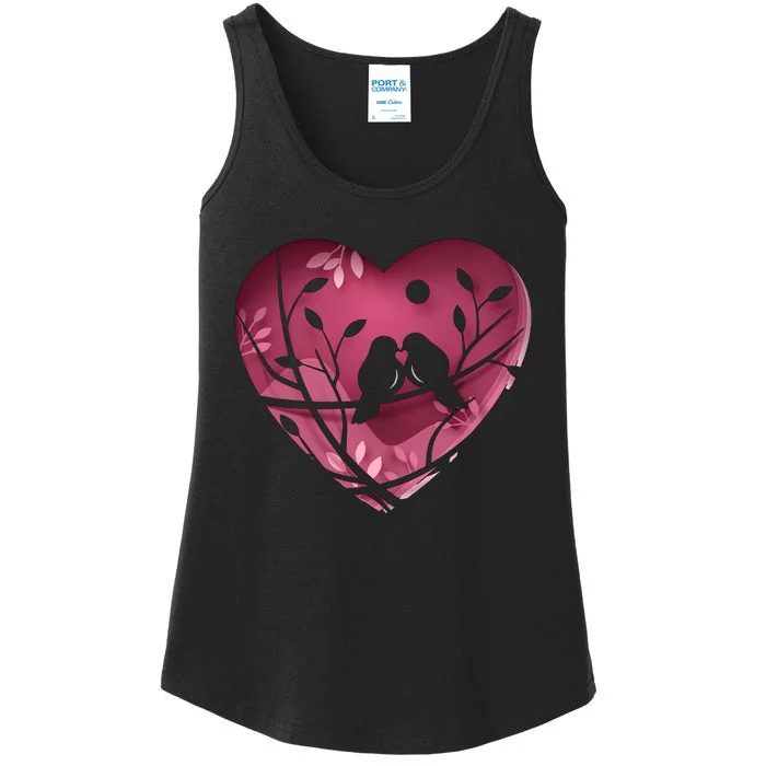 Love Birds Hollow Heart Ladies Essential Tank