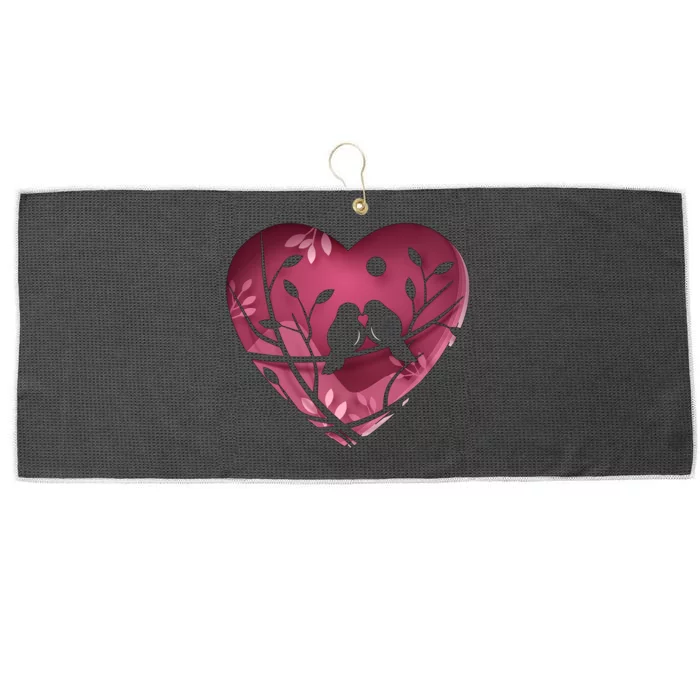 Love Birds Hollow Heart Large Microfiber Waffle Golf Towel