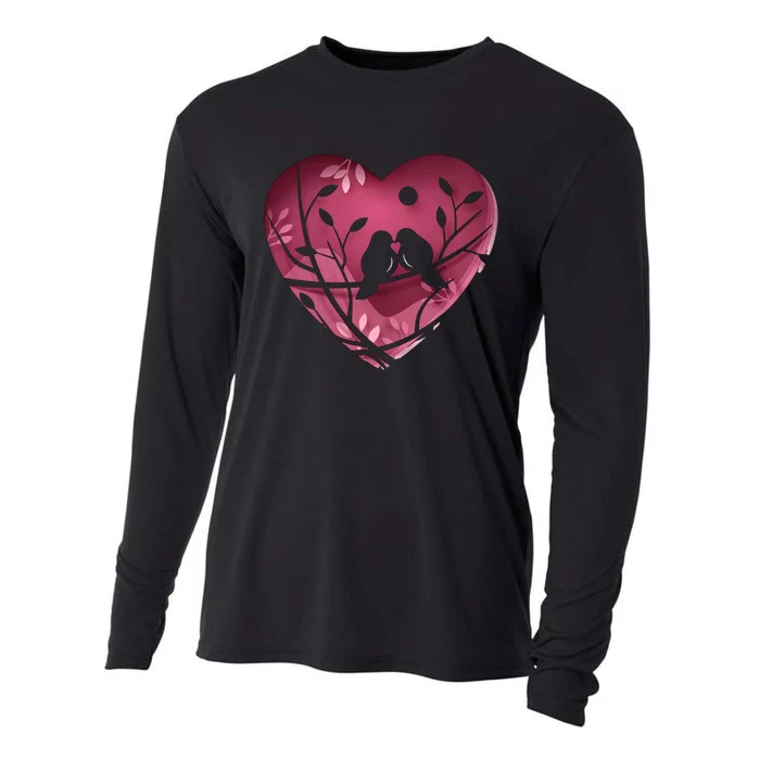 Love Birds Hollow Heart Cooling Performance Long Sleeve Crew