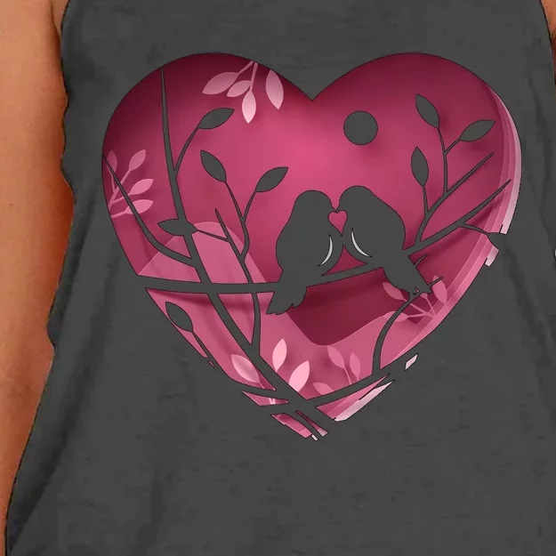 Love Birds Hollow Heart Women's Knotted Racerback Tank